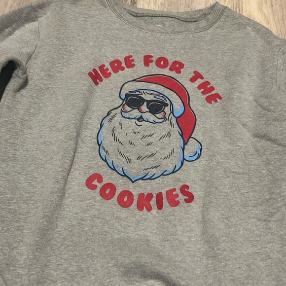 Jumping Beans Boys Santa Christmas Shirt Here For The Cookie 8 NEW Gray - Picture 2 of 3